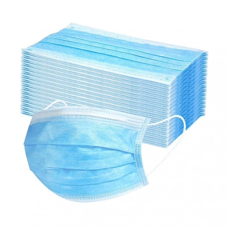 Szájmaszk 3 rétegű gumis kék 50 db/#